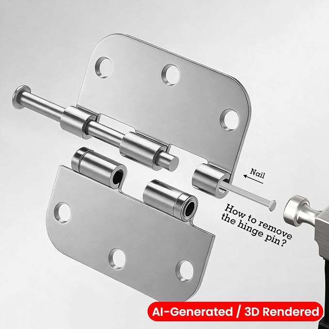TDCHINGES Rounded Door Hinges Polished Chrome 3.5 Inch 5/8" Lasting Mute | 3 - Image 3