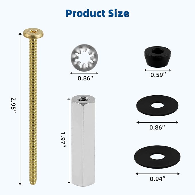 Universal Solid Brass Toilet Seat Screws - Image 7