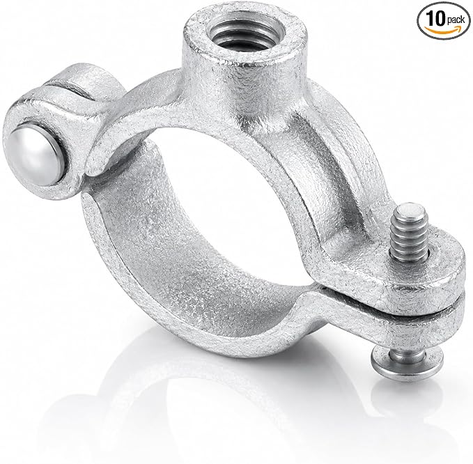 10 Pack 1/2 in. Hinged Split Ring Pipe Hanger, Galvanized Iron by Unknown