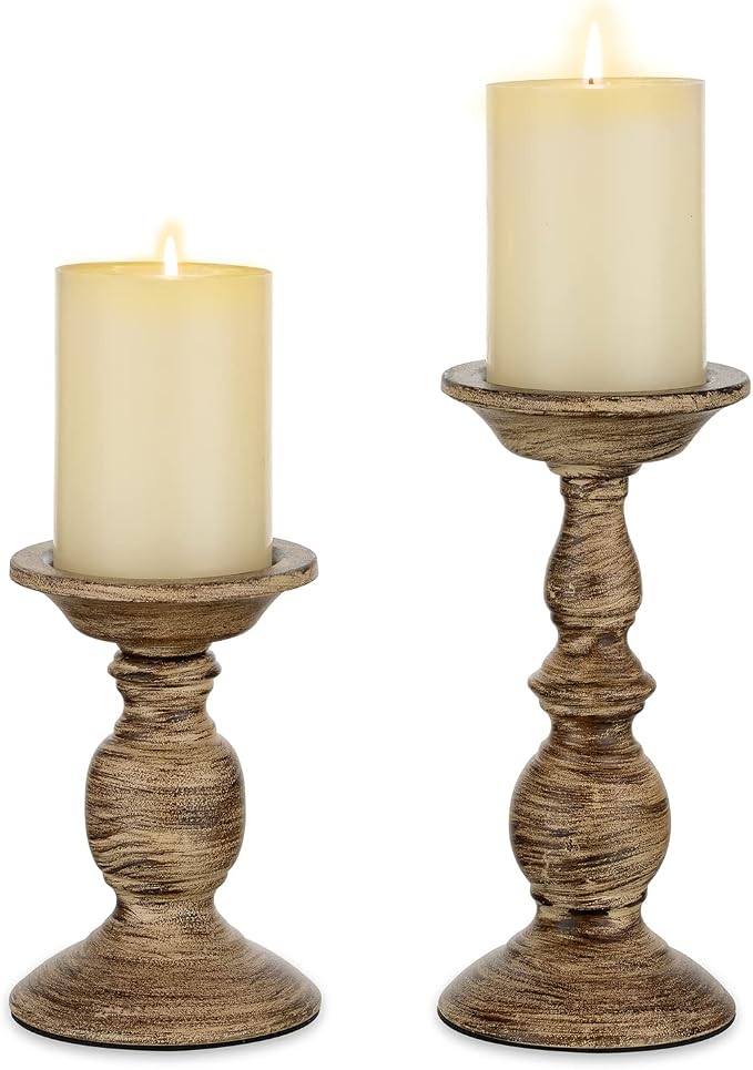 Sziqiqi Vintage Pillar Candle Holders Distressed Metal Candleholder Set | Set by SZIQIQI