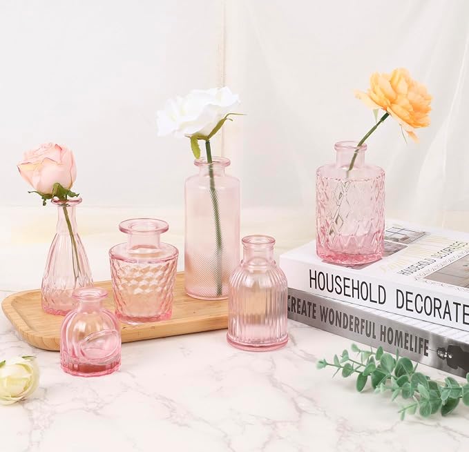 36pcs Pink Glass Bud Vase Set, Small Flower Vases - Image 4
