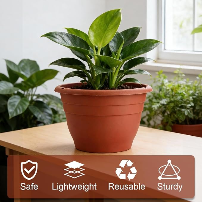 RooTrimmer 3 Pack 11 Inch Plant Pots Lightweight Planters - Image 4