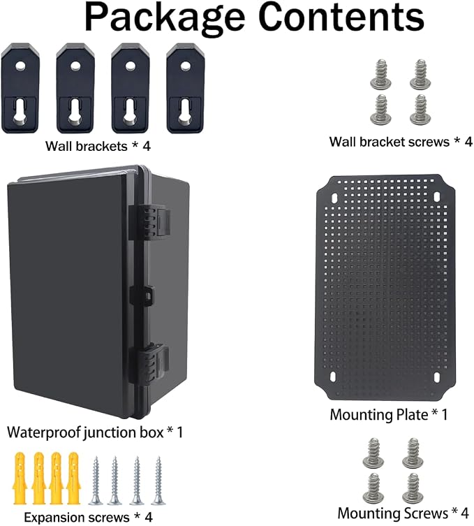 Junction Box, Hinged Black Cover IP67 Waterproof ABS Project Box - Image 6