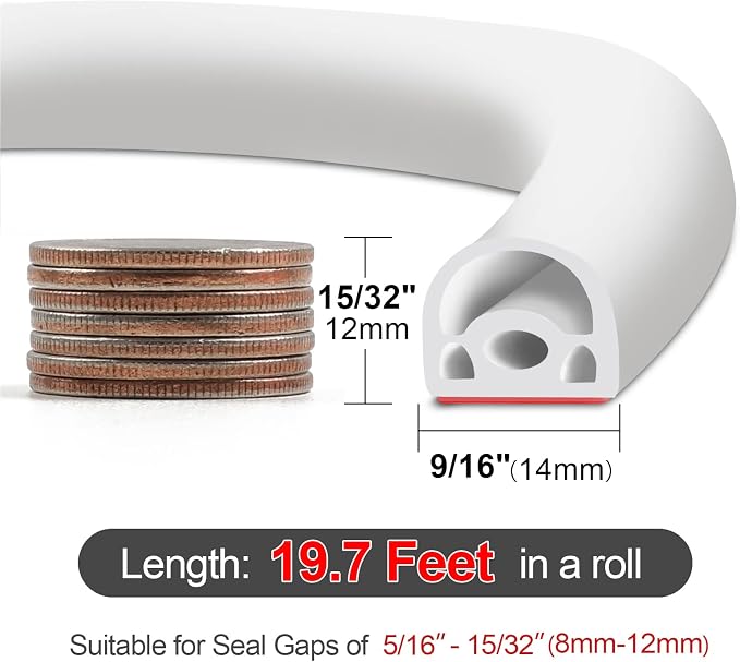 Benory D-Shaped Silicone Weather Stripping - Image 3