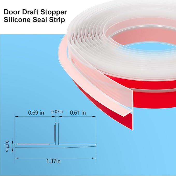 Elvone T-Shaped Weather Stripping Seal, 1.37 in x 40 ft | Flexible door seal - Image 2