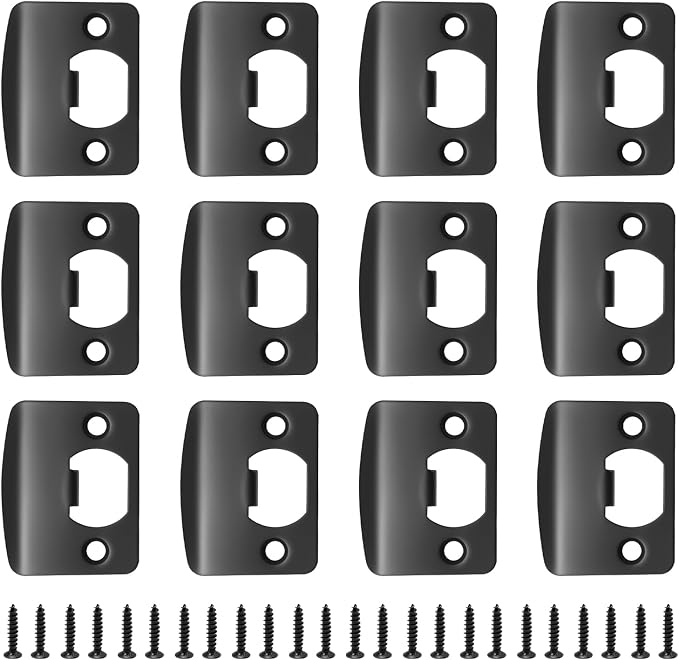 EATAKWARD 12 PCS Door Strike Plate, Matte Black Deadbolt Strike Plate - Image 7