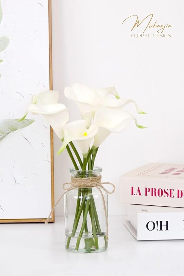 Muhanjia Artificial Flowers Calla Lily in Glass Vase - Image 5