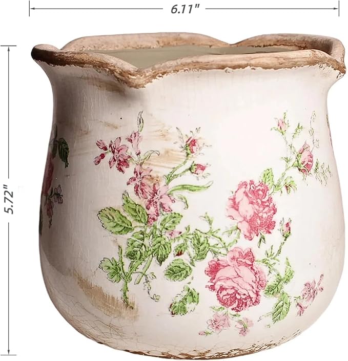 Xiaan Jiaju Shabby Chic Flower Pot, 6.11 Inch Ceramic Planter - Image 7