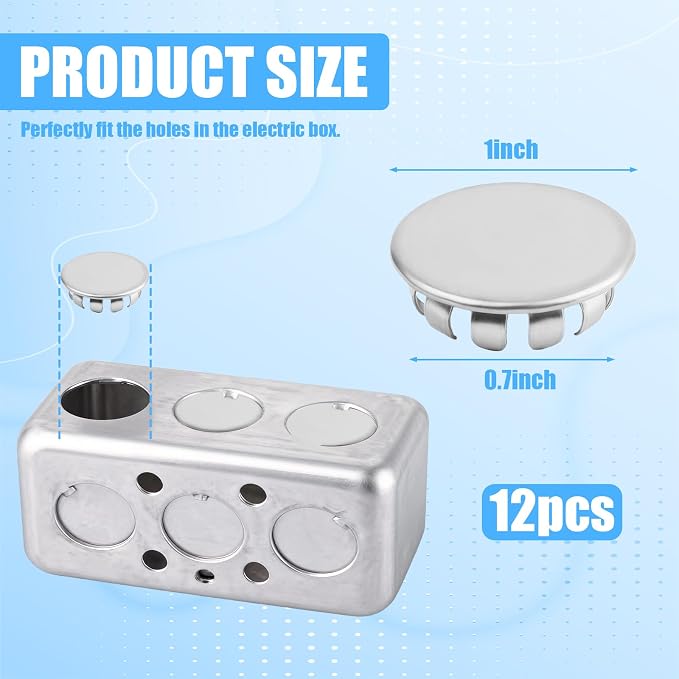 12PCS 3/4'' Seal Electrical Box Knockout, Knockout Plugs Round Steel Removable - Image 2