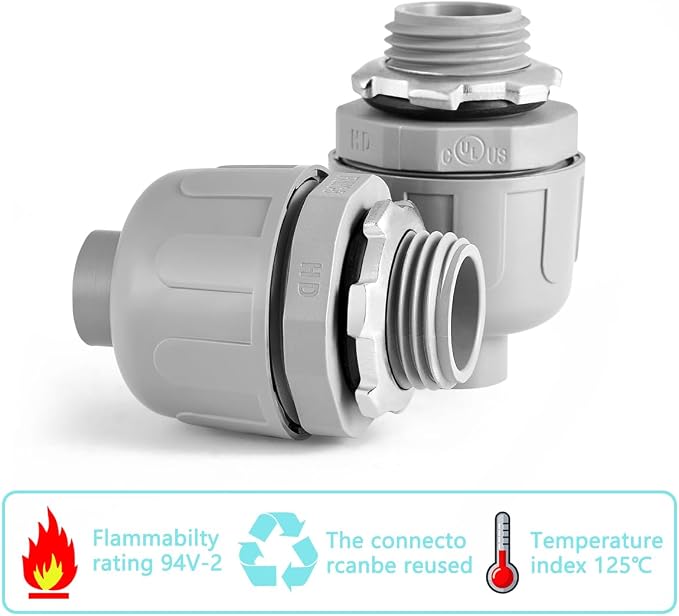 32-Pack 3/8" NPT Liquid Tight Connector Conduit Fitting UL PVC Straight | UV - Image 3