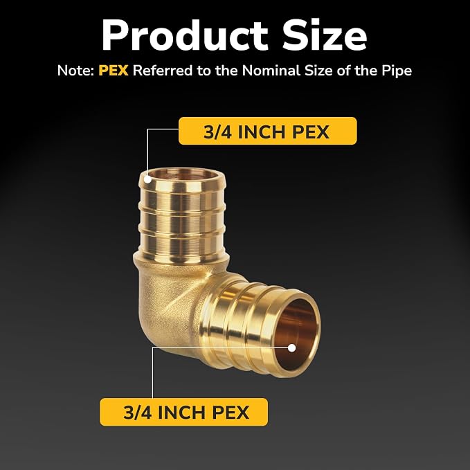 25 Pack Pex Fittings, 3/4" Pex 90 Degree Elbow, Heavy-Duty Brass Crimp Fittings - Image 2