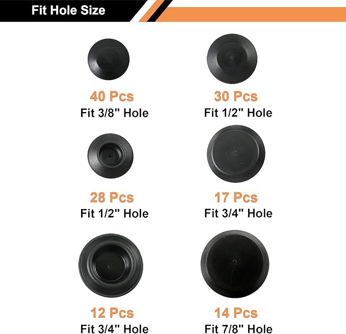 141 Pcs Auto Body Black Plastic Hole Plug Button and Flush Mount Sheet Metal - Image 2