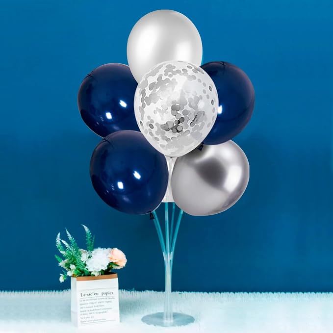 ZJDHPTY 4 Set Navy Blue Silver Balloon Stand Table Centerpieces Party Decor | - Image 4