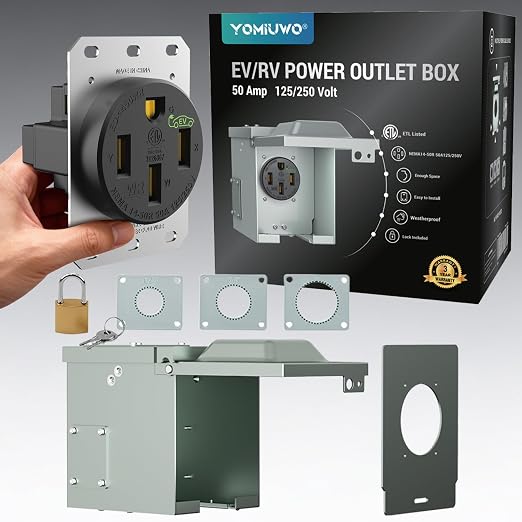 50 Amp EV Charging Receptacle/Nema 14-50 EV Outlet by YOMIUWO