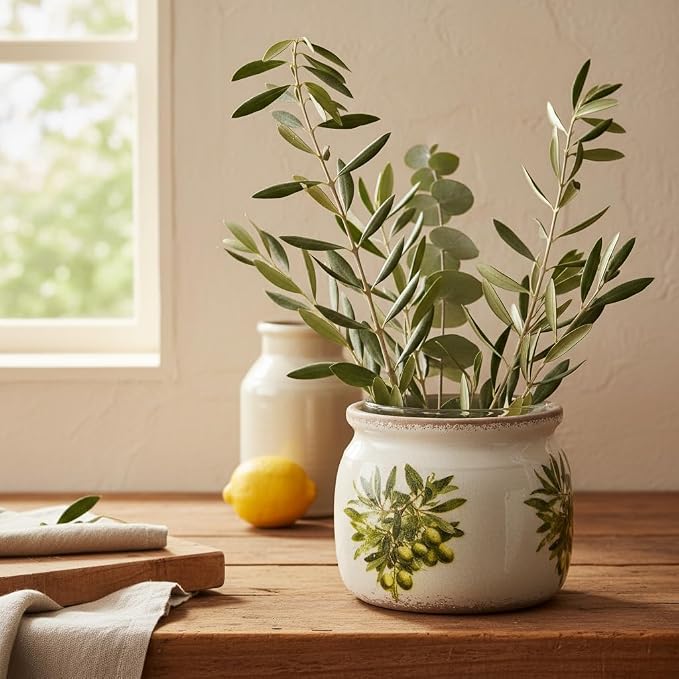 Olive Ceramic Planter, Italian Mediterranean Flower Pot - Image 6