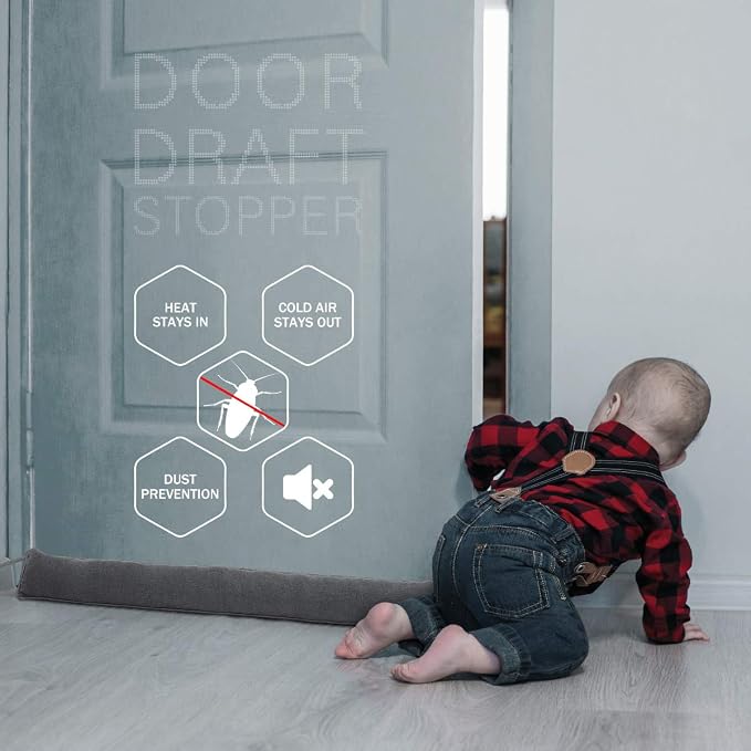 Door Draft Stopper, 42 Inch Weighted Under Door Noise Cold Air Blocker - Image 5