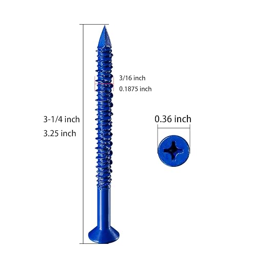 WenSilon 3/16" x3-1/4 Concrete Screw Anchor Blue Flat Head - Image 2