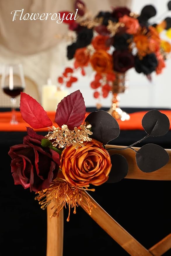 Halloween Artificial Flowers Black Flowers Mix Silk Flowers Fake Roses - Image 3