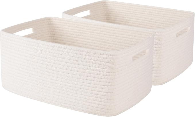 OIASKET Large Storage Basket for Organizing, Woven Rope Basket for Shelves by OIASKET