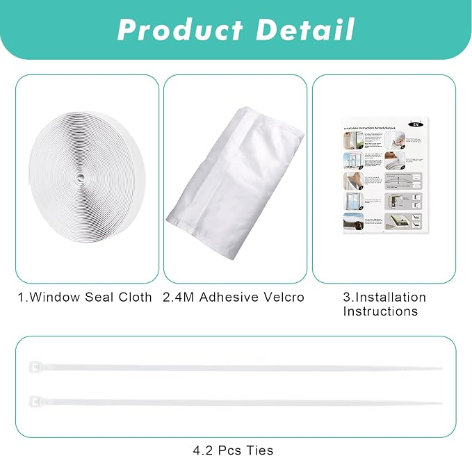 Fohil 500CM Portable AC Window Seal Kit, Window Vent Seal Kit - Image 2