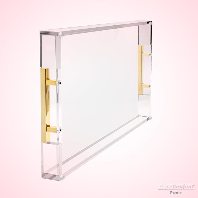 Modern 16"x12" Rectangle Acrylic Lucite Plastic Decorative Serving Tray - Image 5