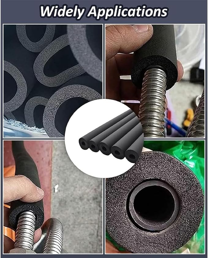 Pipe Insulation Foam Tube 1-1/2"ID*3/8" Foam Tubing Black Pipe Cover Heat - Image 7