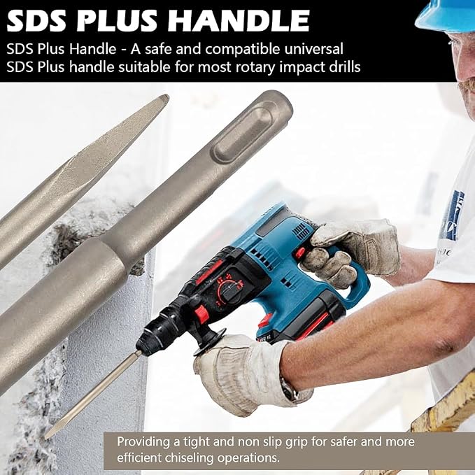 SDS Plus Masonry Chisel Set – 4-Piece Heavy-Duty SDS-Plus Bits, Includes Flat & - Image 4