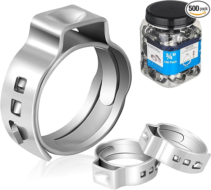 500PC HeSun 3/4" PEX Crimp Ring, Pex Cinch Clamp Ring | Premium 304 Stainless by HeSun