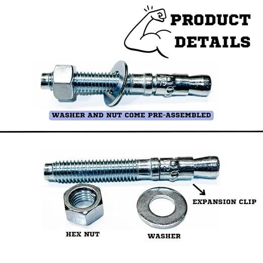 MIGHTY FASTENERS Zinc-Plated Steel Wedge Anchors, 1/2" X 2-3/4" - Image 9