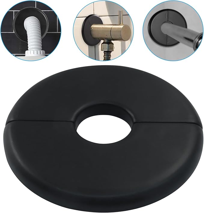 4 Pcs Black Wall Split Flange for 0.6"/16mm Pipe | Escutcheon Plate Plumbing - Image 4