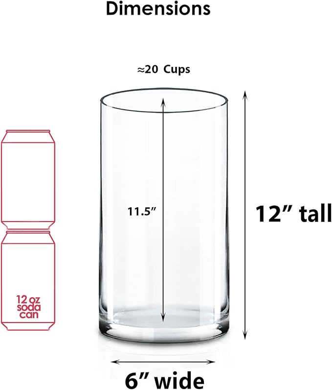 CYS EXCEL Large Cylinder Clear Glass Vase - Image 2