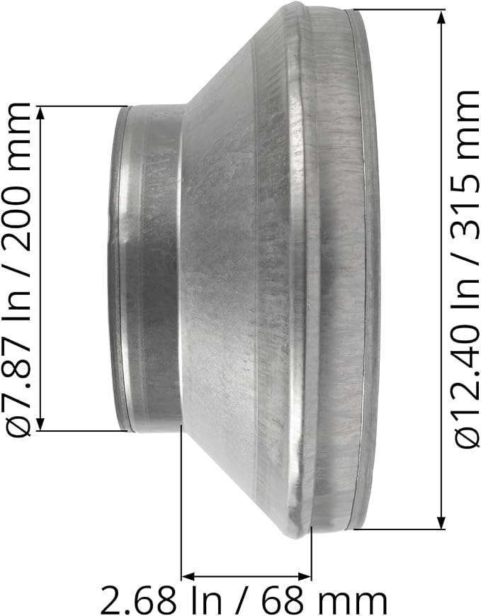 12" to 8" Inch Galvanized Steel Round Duct Reducer - Image 6