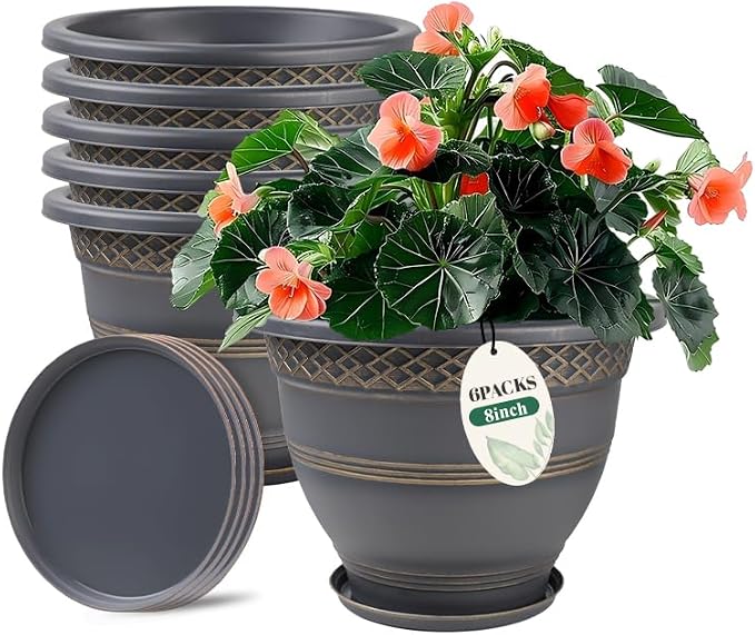 8 Inch Plaid Plant Pots 6 Pack by Usocik