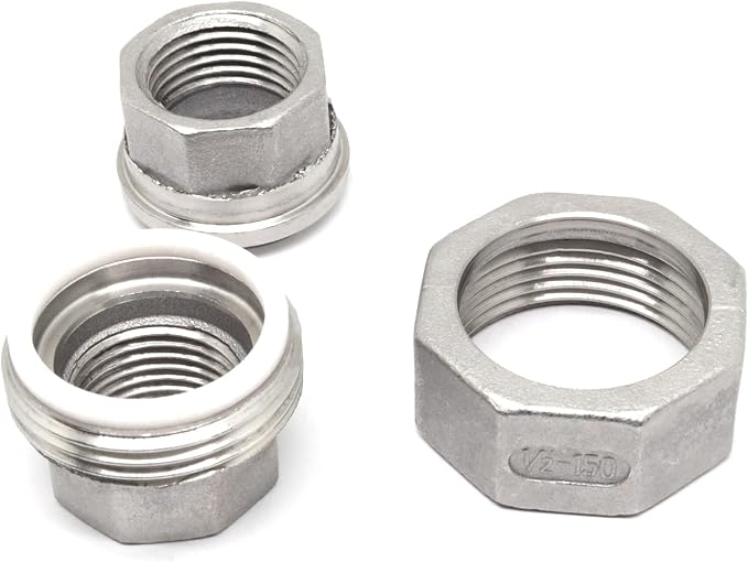 304 Stainless Steel Pipe Fittings Union 1/2" NPT Female to Female 2pcs - Image 3