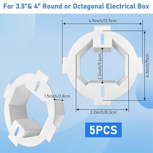 5Pcs Round Electrical Box Extender 1-Gang Plastic Electrical Ceiling Box - Image 2