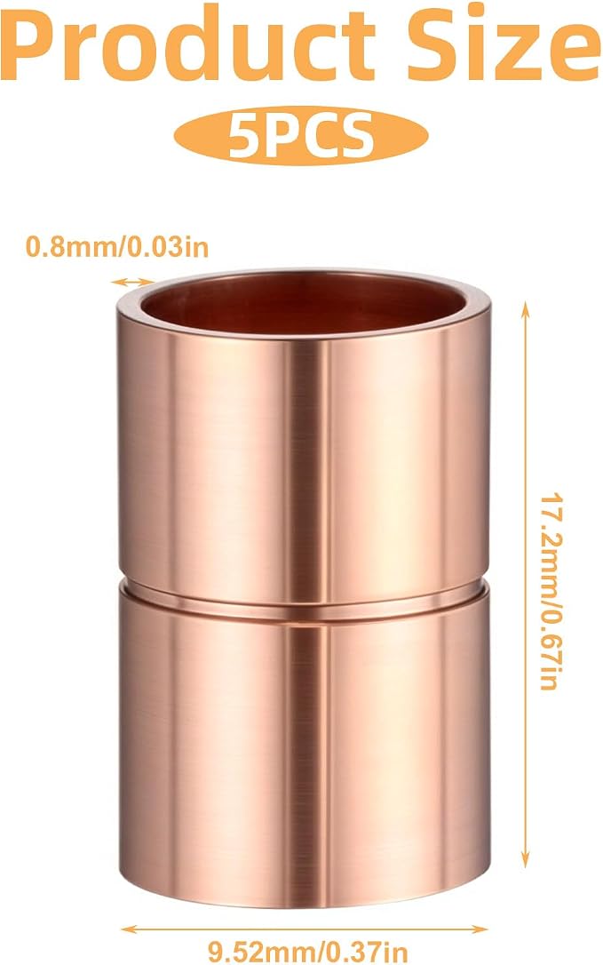 5Pcs Straight Copper Fittings, 3/8" ID Copper Coupling - Image 2