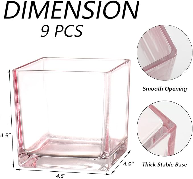 Square Glass Vases Set of 9, Square Vase - Image 7