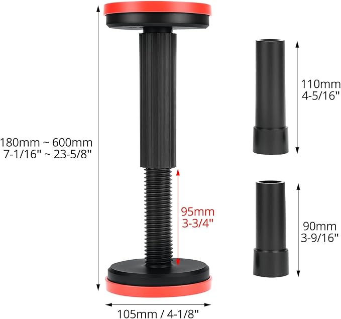 QWORK Adjustable Telescopic Support Pole, Cabinet Lifting Bracket, 7.1"-22.9" - Image 3