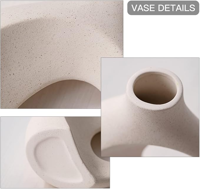 Hollow Ceramic Vase Set of 2, Modern Nordic Minimalist Book Style Boho - Image 6