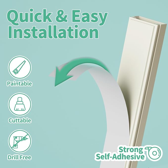 Delamu Cord Hider, 100in Self-Adhesive Cord Cover Kit - Image 3