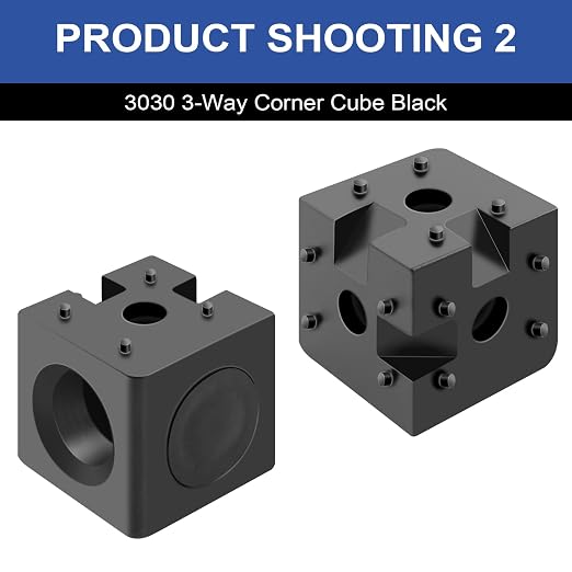 12pcs 3030 3-Way Corner Cube 3030 Extrusion Hardware Black | T-Slot V-Slot - Image 4