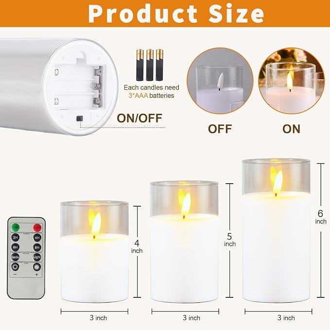 Tyawon Glass Battery Operated LED Flameless Candles - Image 7