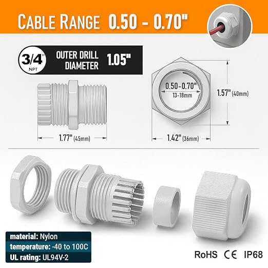 Strain Relief Nylon Cord Grip Cable Glands - Image 5