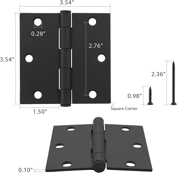 3.5 Inch Interior Door Hinges, Right-Angle, Matte Black, 18 Pack | Oil-Damped - Image 4