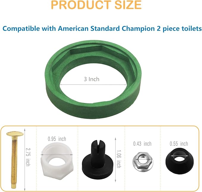 2 Pack 3'' Toilet Tank to Bowl Coupling Kit, Toilet Tank Repair Kit - Image 2