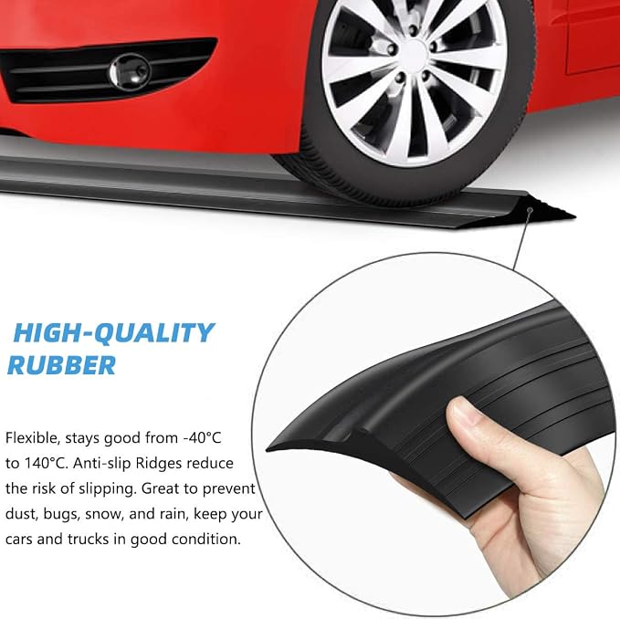 Jin&Bao Black Garage Door Threshold Seal 12FT Rubber Strip & 1 Adhesive | - Image 2