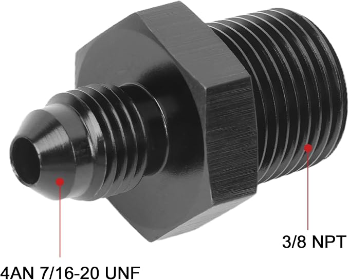 EVIL ENERGY 4AN Male Flare to 3/8" NPT Pipe Fitting Adapter Straight Aluminum - Image 2