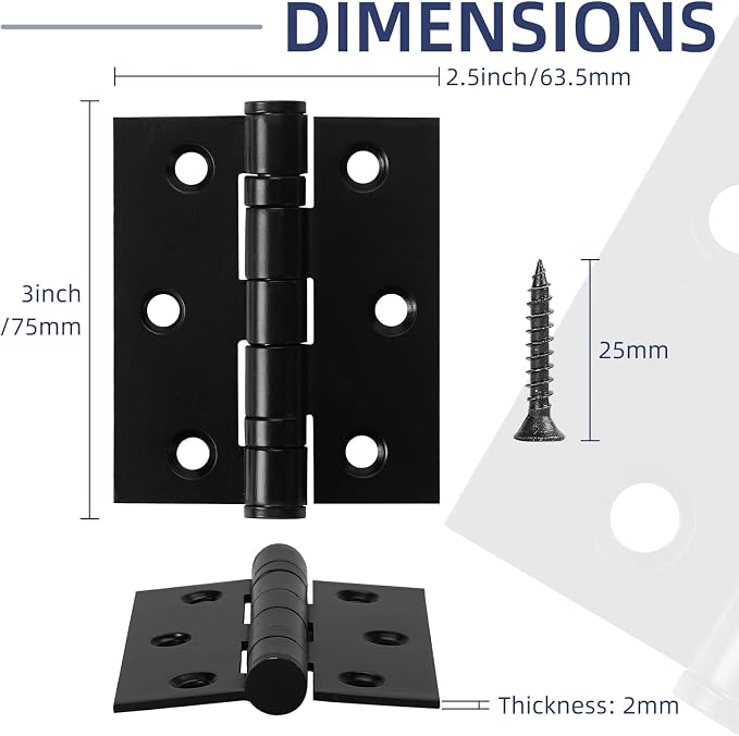 6 Pack Ball Bearing Door Hinges - Image 2