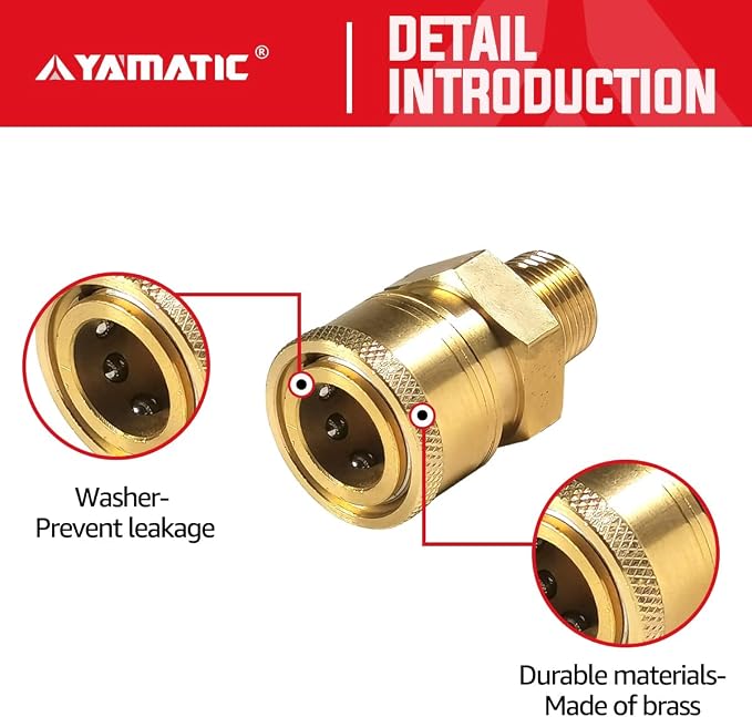 YAMATIC 3/8 in Quick Connect Socket to Male NPT Adapter, 5000 PSI, 2 Pack | - Image 4