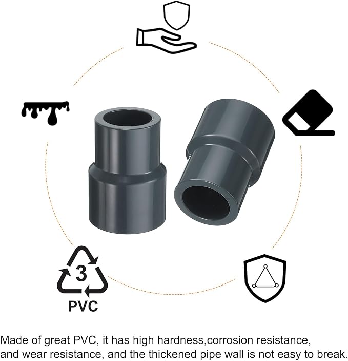 HARFINGTON PVC Reducing Coupling 1 x 3/4" Increaser/Reducer Coupling Pipe - Image 6